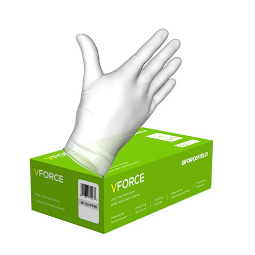 VForce Clear Smooth 4.5 Gram Vinyl Disposable Examination Glove, 100pc (S, M, L, XL)