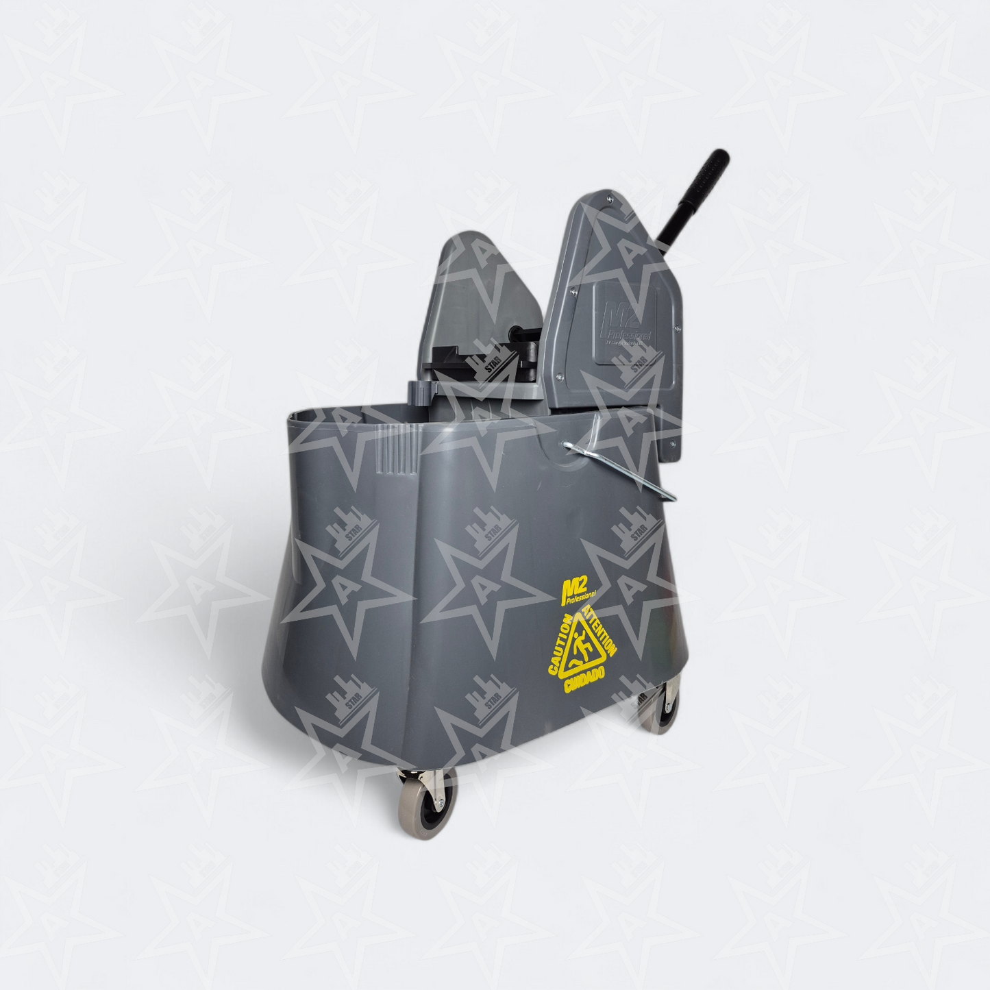 M2 Professional 40Qt Elephant Down Press Mop Bucket, Grey