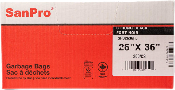 SANPRO 26"x 36" Strong Black Garbage Bags (200 per case)