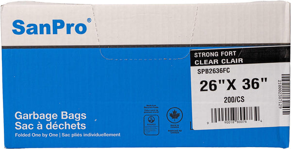 SANPRO 26×36 Strong Clear Garbage Bags (200 Per Case)