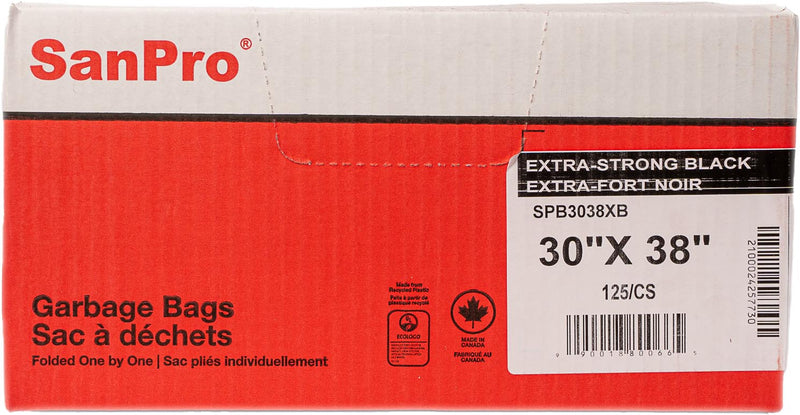 SANPRO 30×38 X-Strong Black Garbage Bags (125 Per Case)