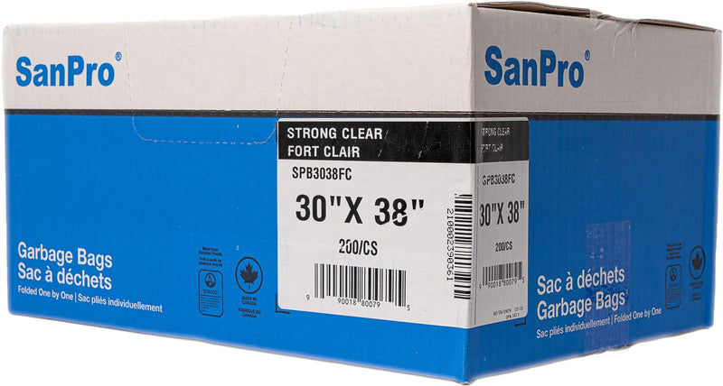 SANPRO 30×38 Strong Clear Garbage Bags (200 Per Case)