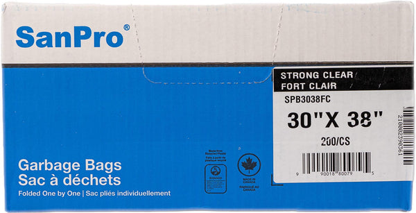 SANPRO 30×38 Strong Clear Garbage Bags (200 Per Case)