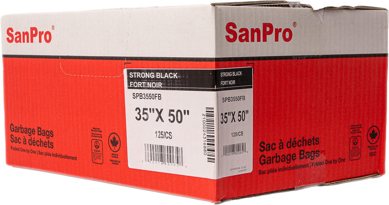 SANPRO 35×50 Strong Black Garbage Bags (125 Per Case)