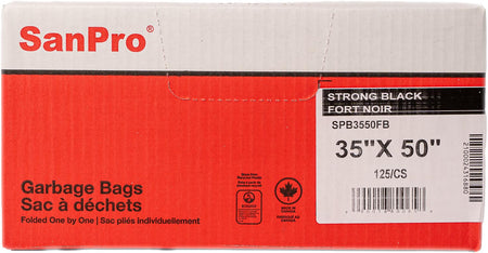 SANPRO 35×50 Strong Black Garbage Bags (125 Per Case)