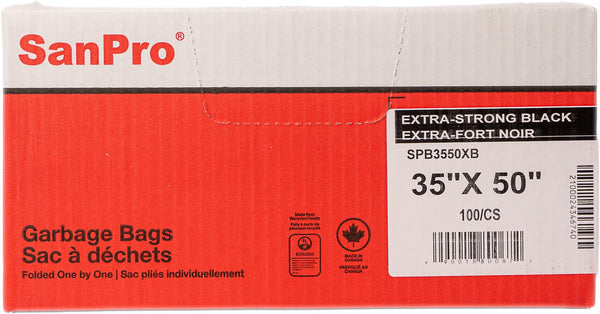 SANPRO 35×50 X-Strong Black Garbage Bags (100 Per Case)