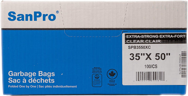 SANPRO 35×50 X-Strong Clear Garbage Bags (100 Per Case)