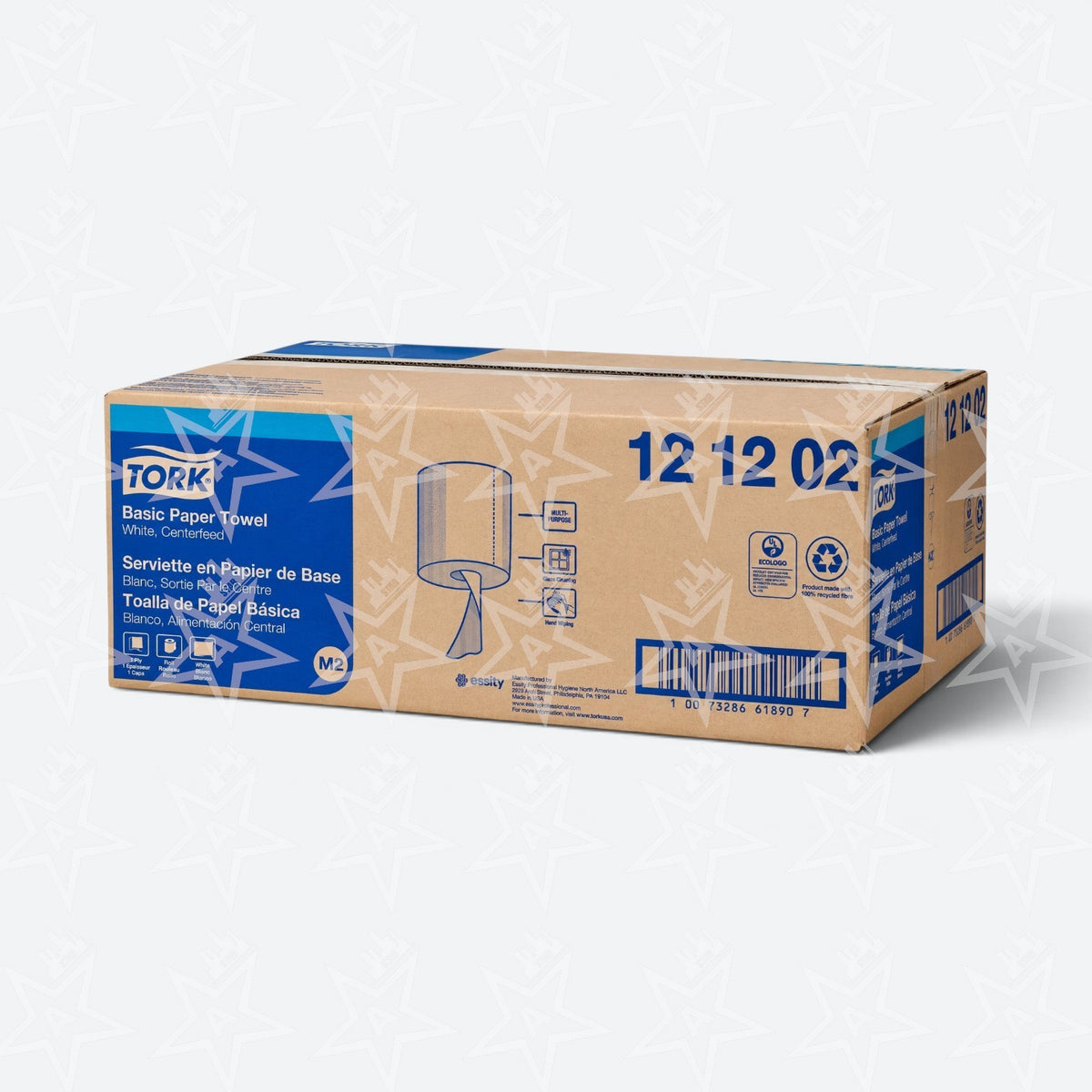 Tork SCA Tork 8.25" x 11.8" Centerfeed Paper Wiper White M2 600 Feet (6 Rolls Per Case), alternate view
