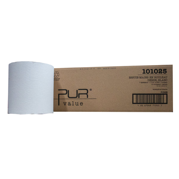PUR Value Towel Paper 800' White (6 Rolls Per Case)