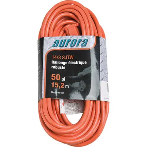Aurora Tools 50′ Outdoor Vinyl Extension Cord (14/3 AWG/ 15 A)