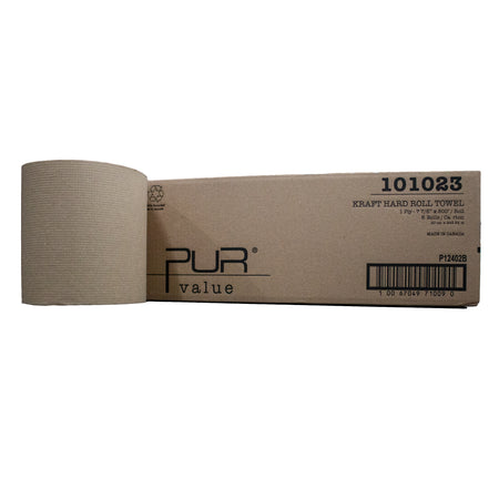 PUR Value Paper Towel Rolls 800′, Standard, Kraft (6 Rolls Per Case)