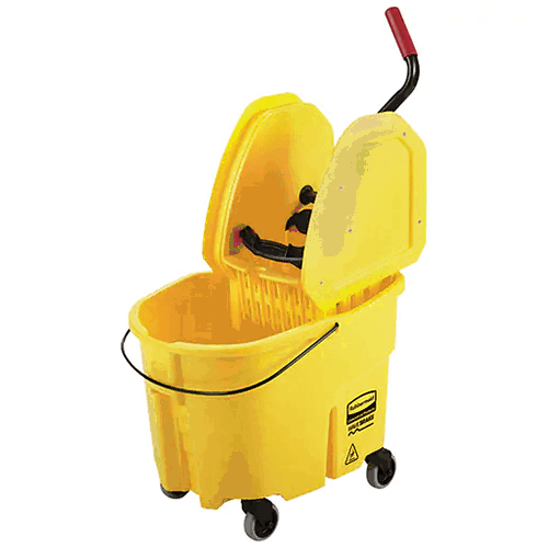 Rubbermaid WaveBrake Mop Bucket & Wringer Down Press, Yellow (35 Quart)