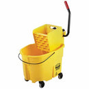 Rubbermaid WaveBrake Mop Bucket & Wringer Side Press, Yellow (35 Quart)